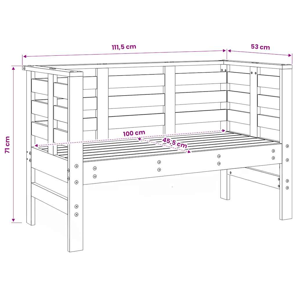 3 Piece Garden Lounge Set White Solid Wood Pine