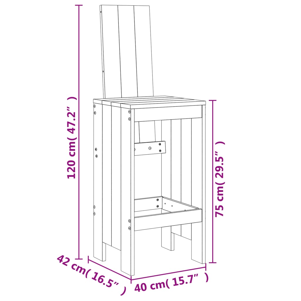 Bar Stools 2 pcs 40x42x120 cm Solid Wood Douglas