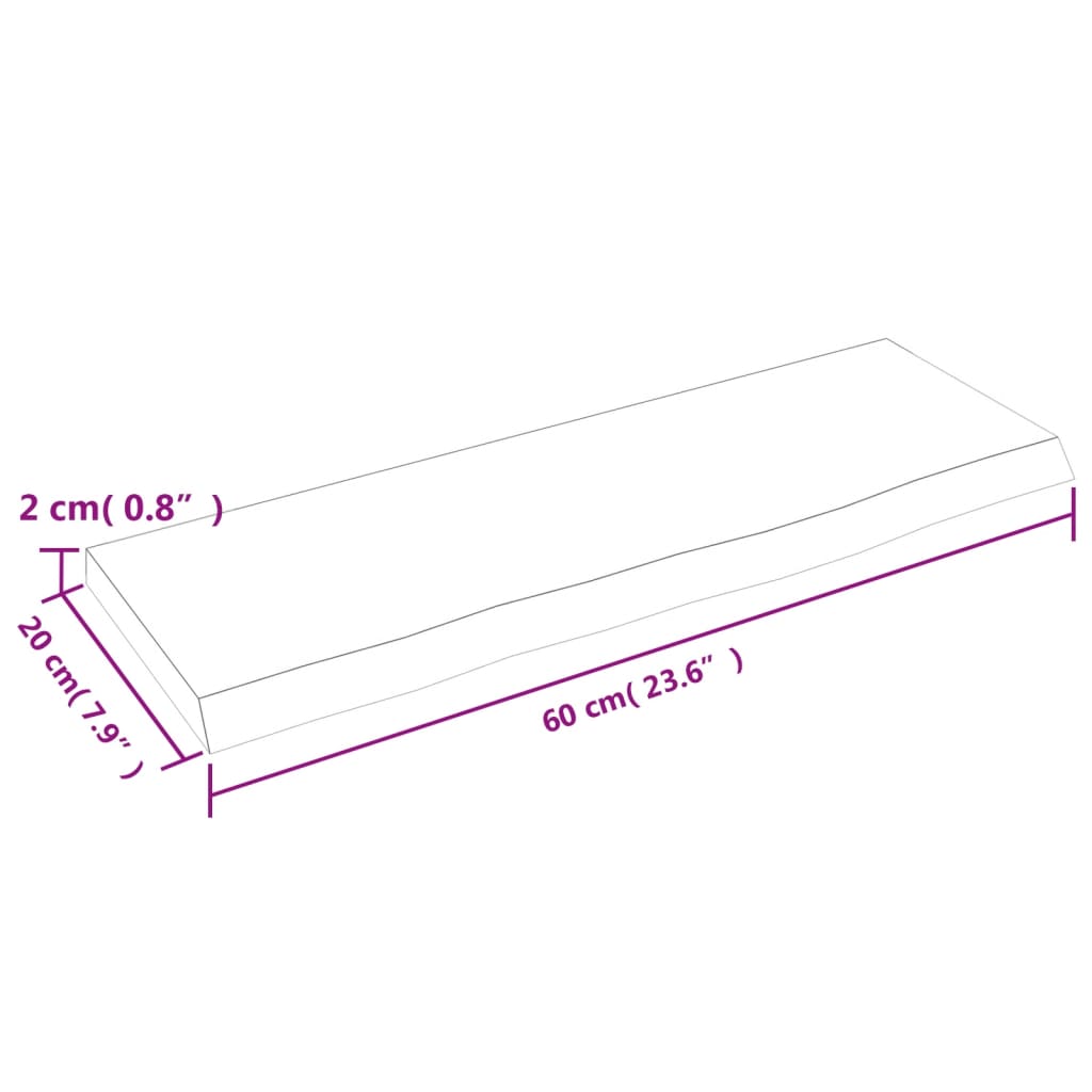 Wall Shelf 60x20x2 cm Untreated Solid Wood Oak