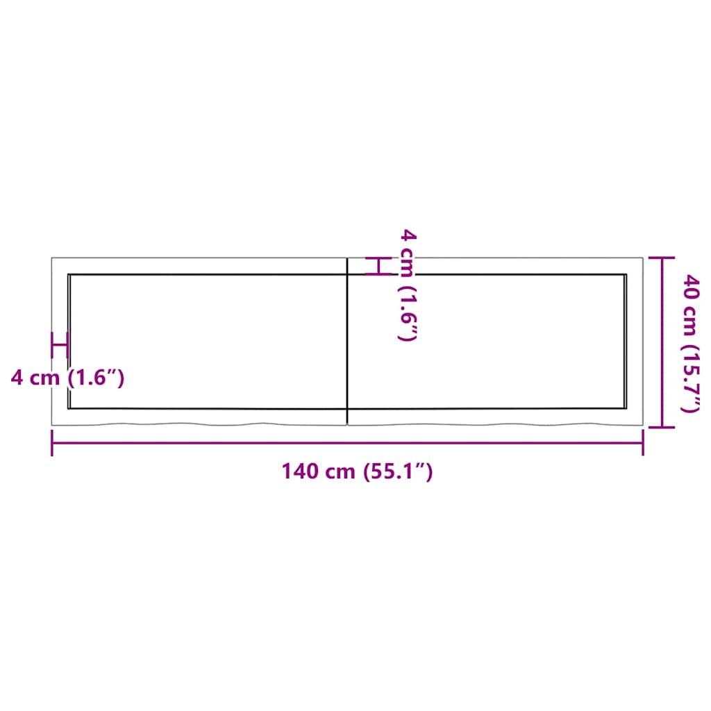 Wall Shelf Light Brown 140x40x(2-4) cm Treated Solid Wood Oak