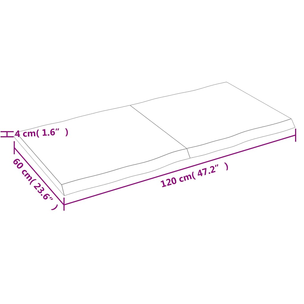 Table Top Light Brown 120x60x(2-4) cm Live Edge