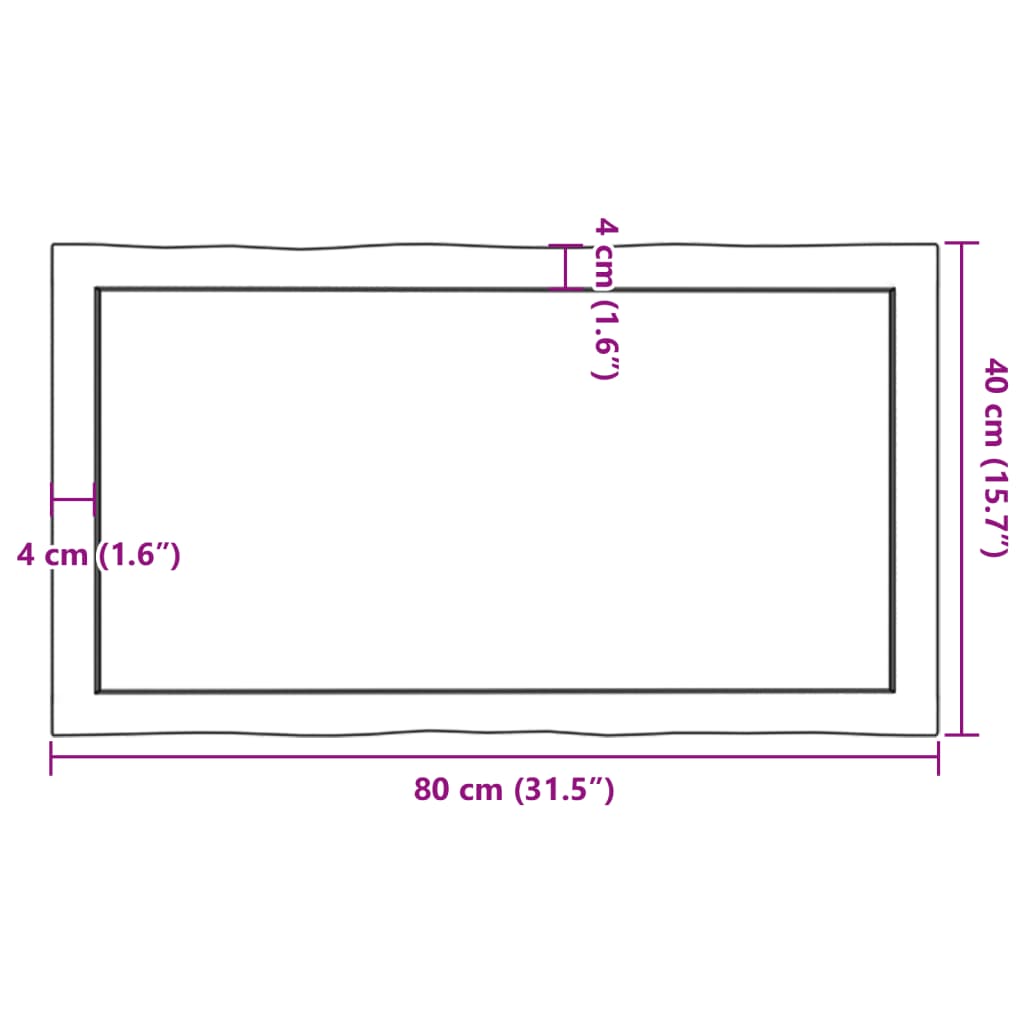 Table Top Dark Brown 80x40x(2-4) cm Treated Solid Wood Live Edge
