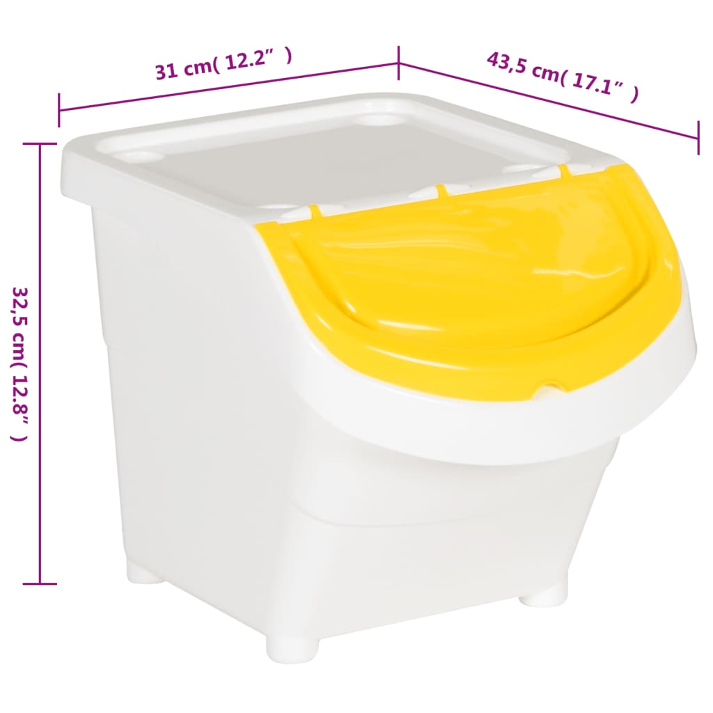 Stackable Waste Bins with Lids 3 pcs White PP 78 L