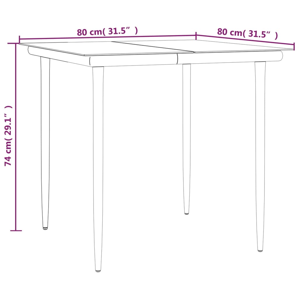 Garden Dining Set | Black | Steel, Tempered Glass, Polyethylene | Medium