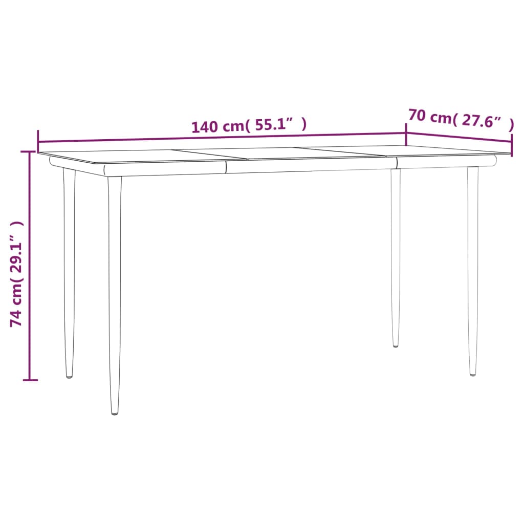 Garden Dining Set | Black | Powder-coated steel | Medium | Durable
