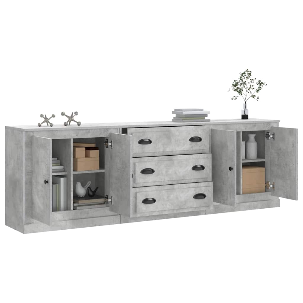 Sideboards 3 pcs Concrete Grey Engineered Wood