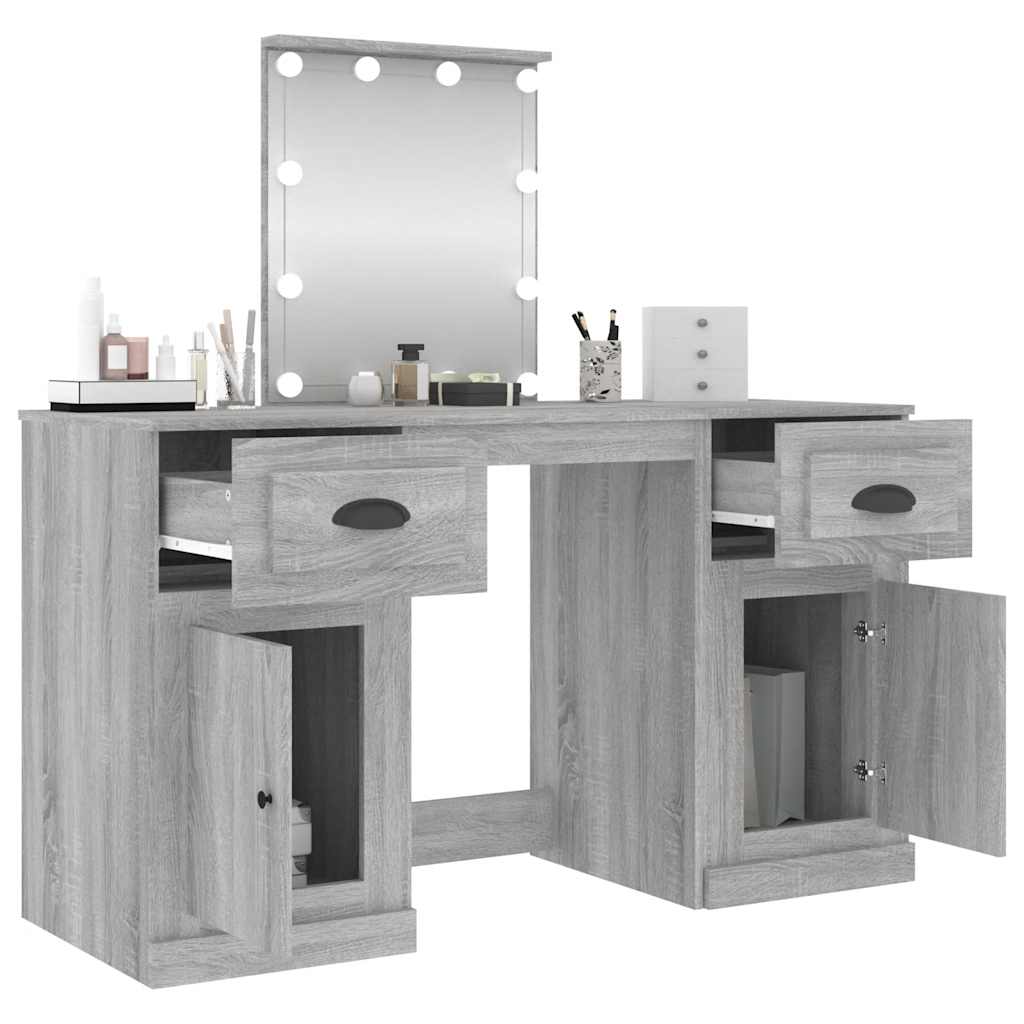 Dressing Table with LED Grey Sonoma 130x50x132,5 cm