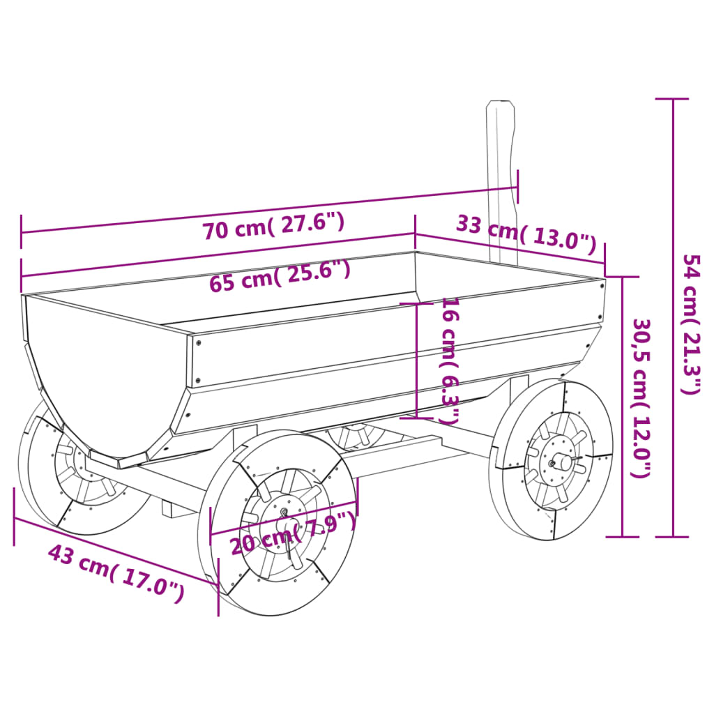 Decorative Wagon 70x43x54 cm Solid Wood Fir