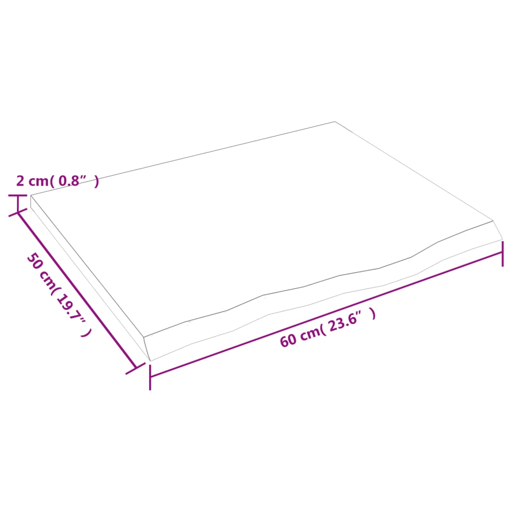 Bathroom Countertop 60x50x2 cm Untreated Solid Wood