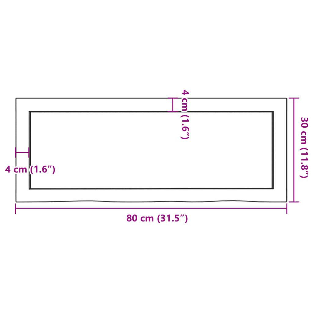 Bathroom Countertop 80x30x(2-6) cm Untreated Solid Wood