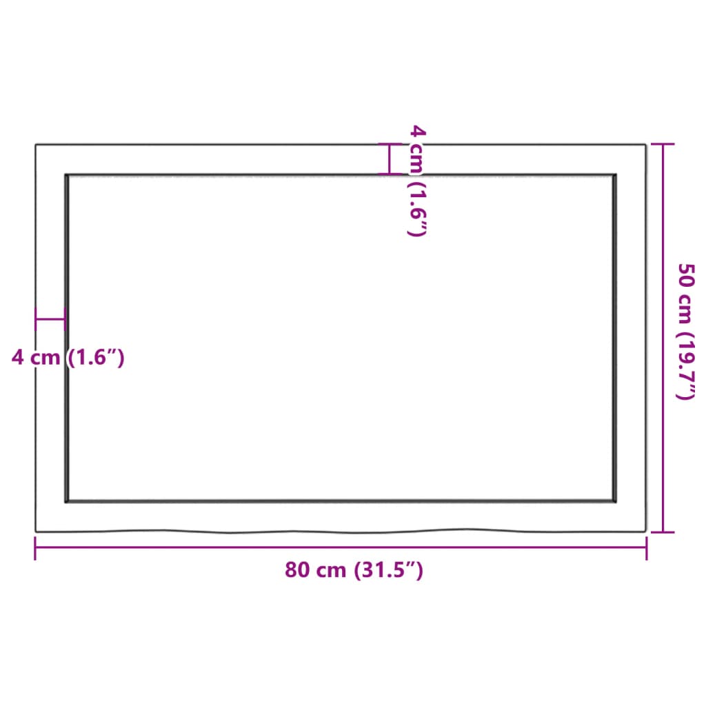 Bathroom Countertop 80x50x(2-4) cm Untreated Solid Wood