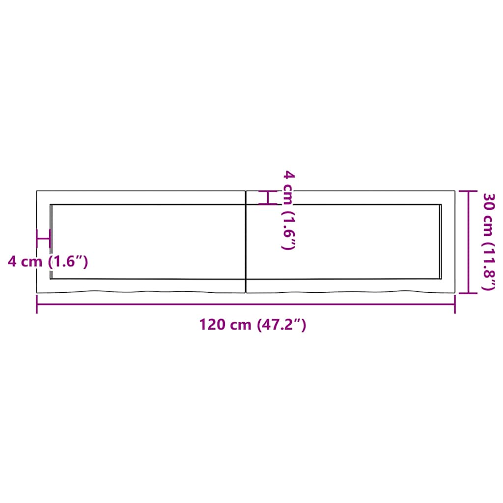 Bathroom Countertop Light Brown 120x30x(2-4)cm Treated Solid Wood