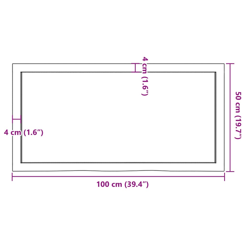 Table Top Dark Brown 100x50x(2-4) cm Treated Solid Wood Oak