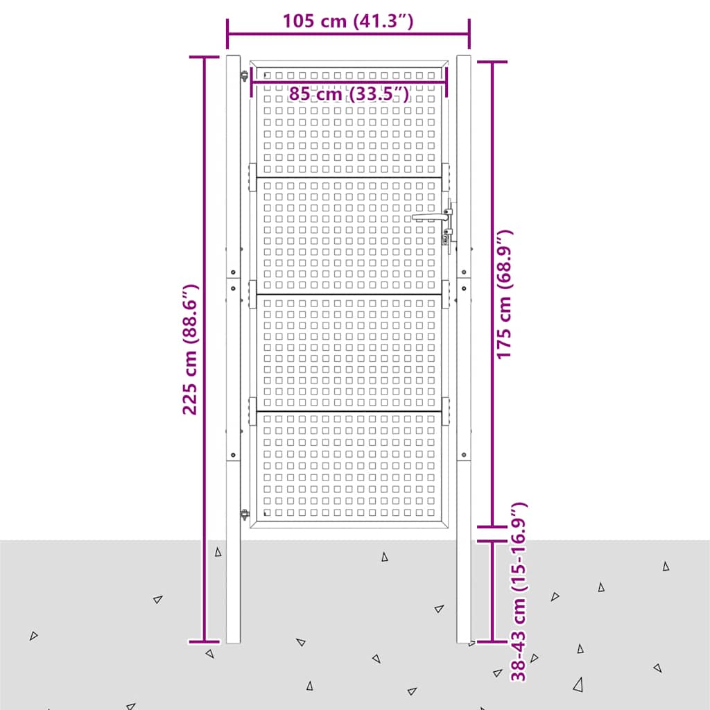 Garden Gate Anthracite 100x175 cm Steel