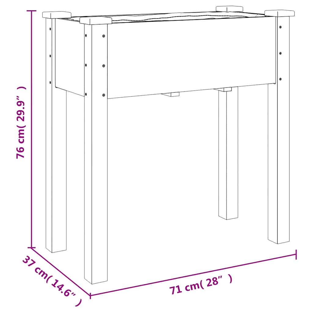 Wheeled Planter with Liner Grey 71x37x80 cm Solid Wood Fir