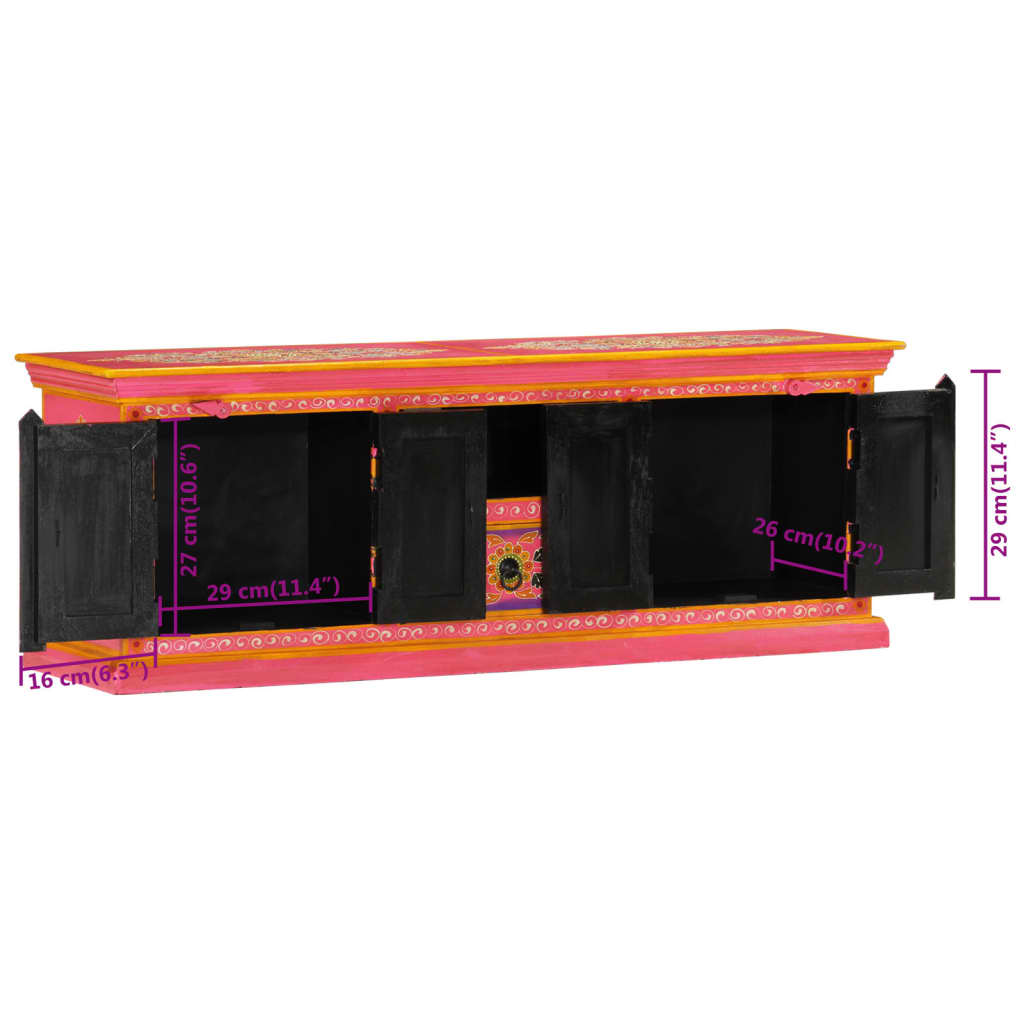 TV Cabinet Pink 110x30x40 cm Solid Wood Mango