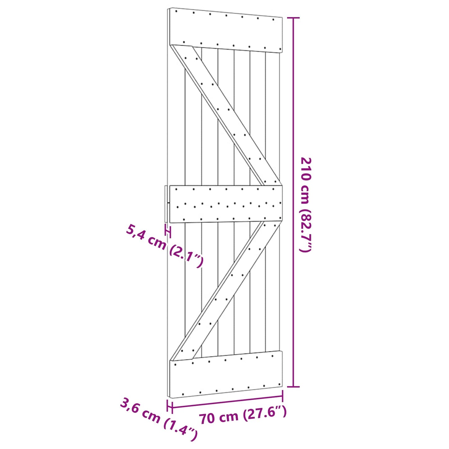 Door NARVIK Natural 70 x 210 cm Solid Pine Wood