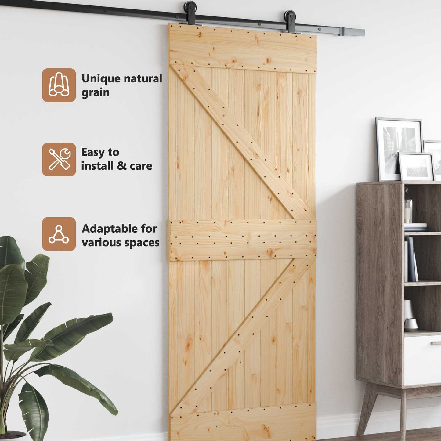 Door NARVIK Natural 85 x 210 cm Solid Pine Wood