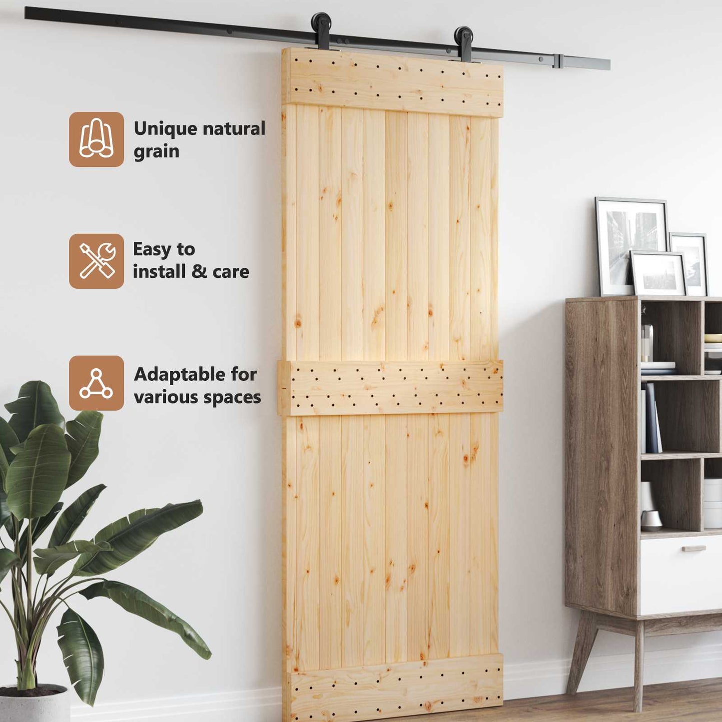 Door NARVIK Natural 90 x 210 cm Solid Pine Wood