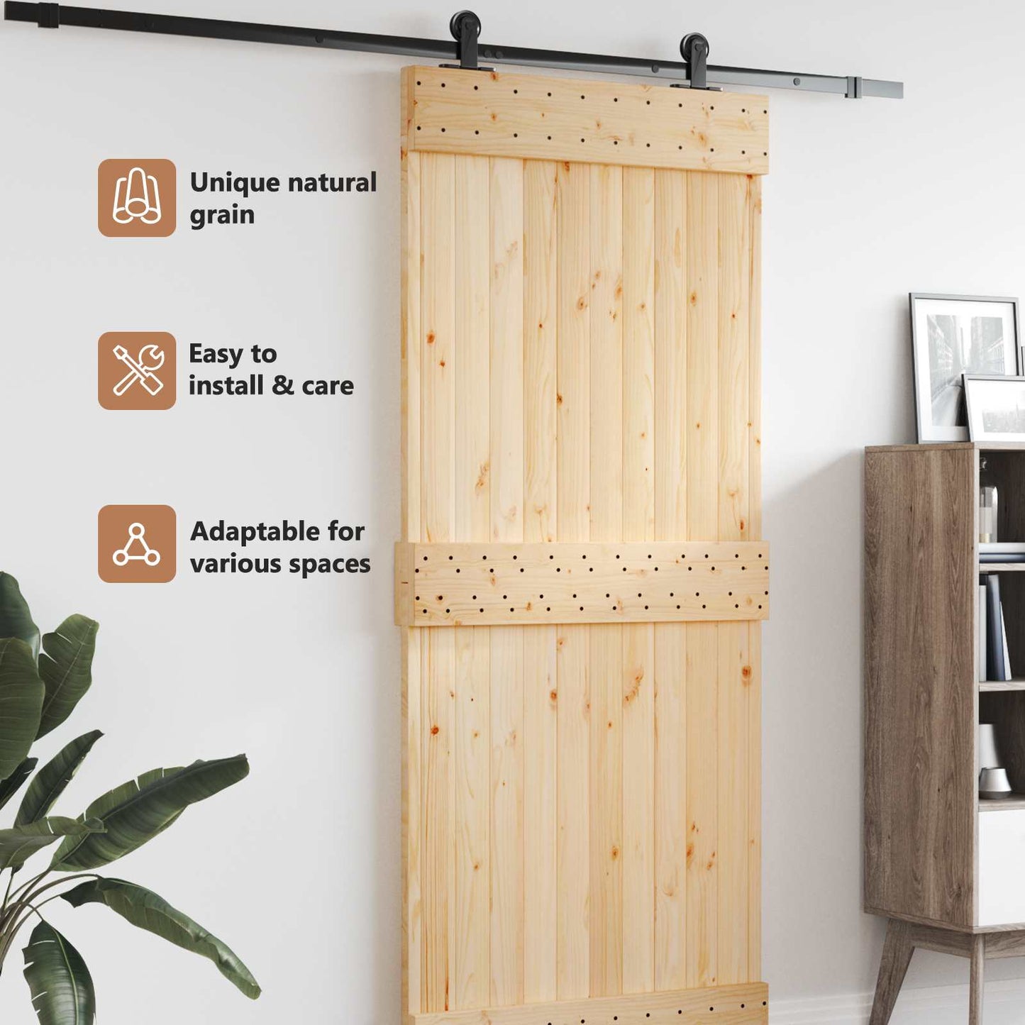 Door NARVIK Natural 100 x 210 cm Solid Pine Wood