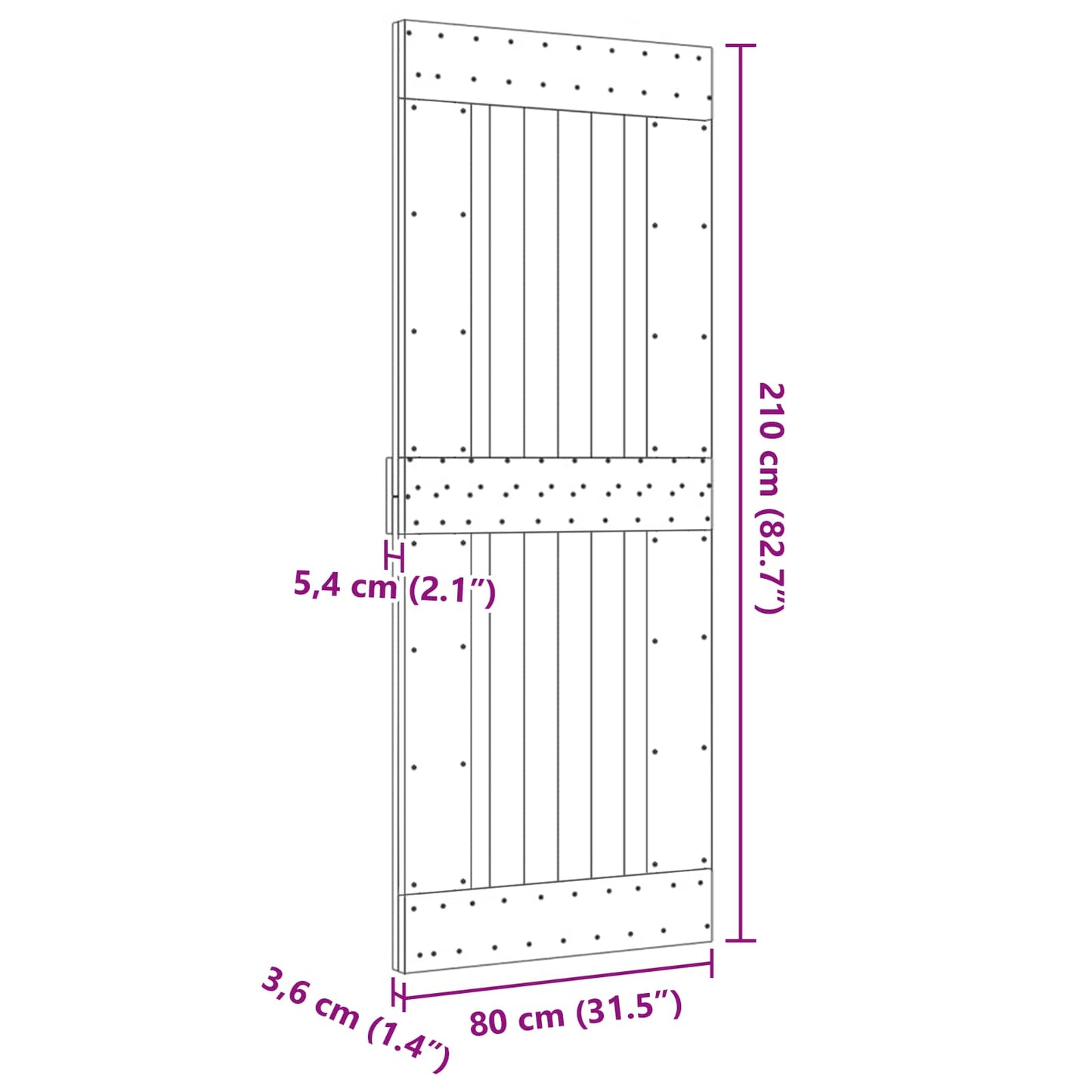 Door NARVIK Natural 80 x 210 cm Solid Pine Wood