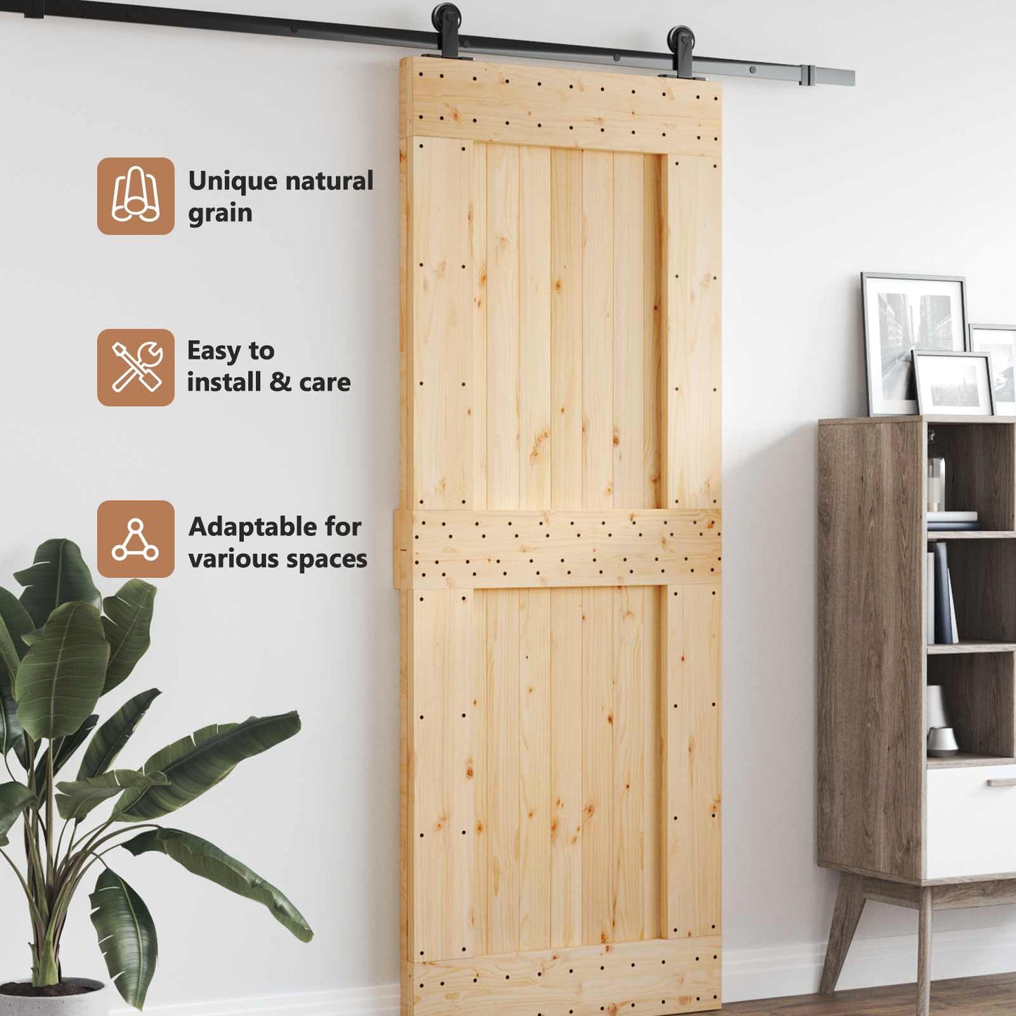Door NARVIK Natural 85 x 210 cm Solid Pine Wood