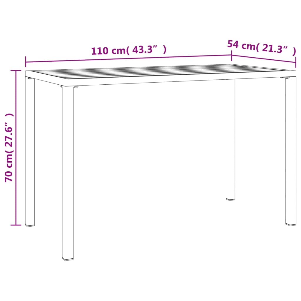 Garden Dining Table | Anthracite | Steel | 110 x 54 x 70 cm | Durable