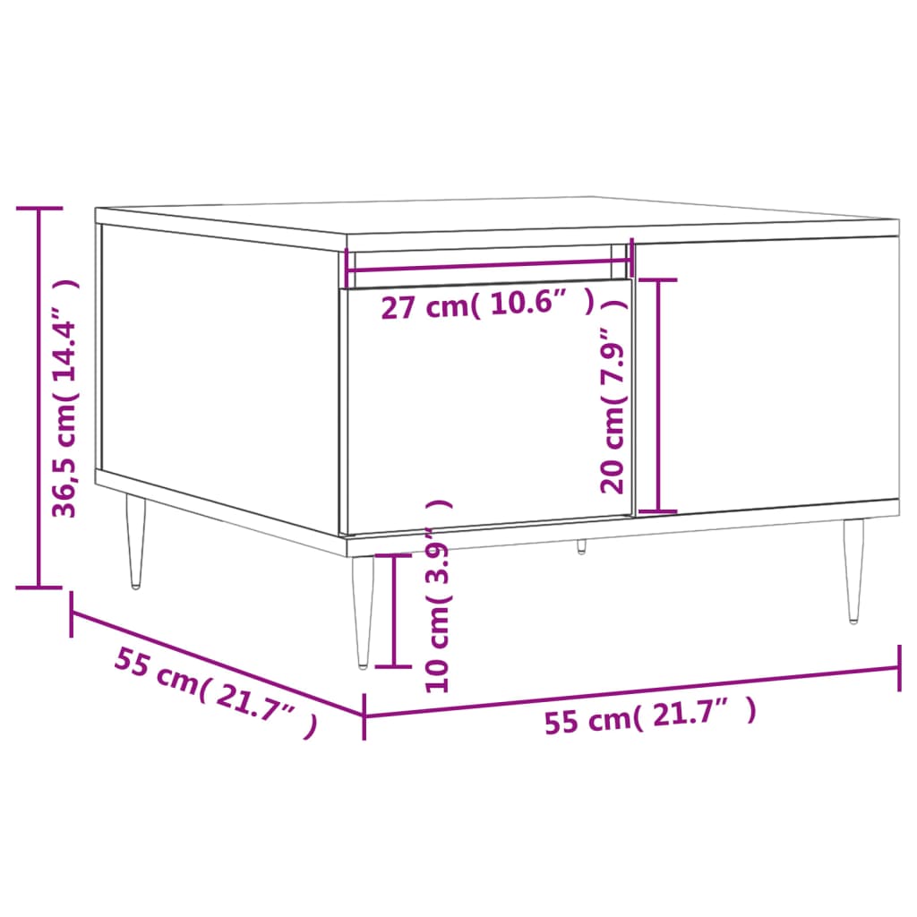 Coffee Table Black 55x55x36,5 cm Engineered Wood