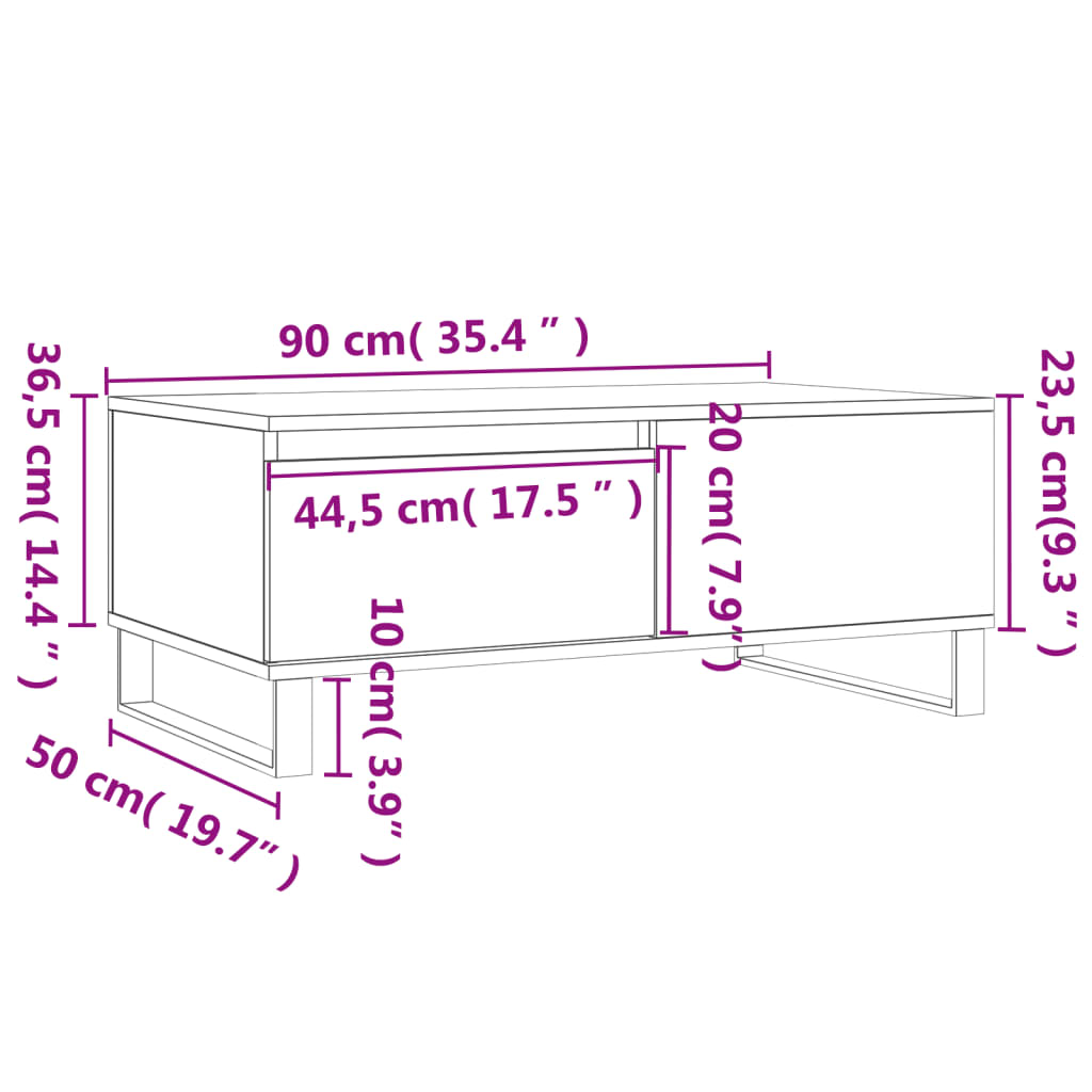 Coffee Table Concrete Grey 90x50x36,5 cm Engineered Wood