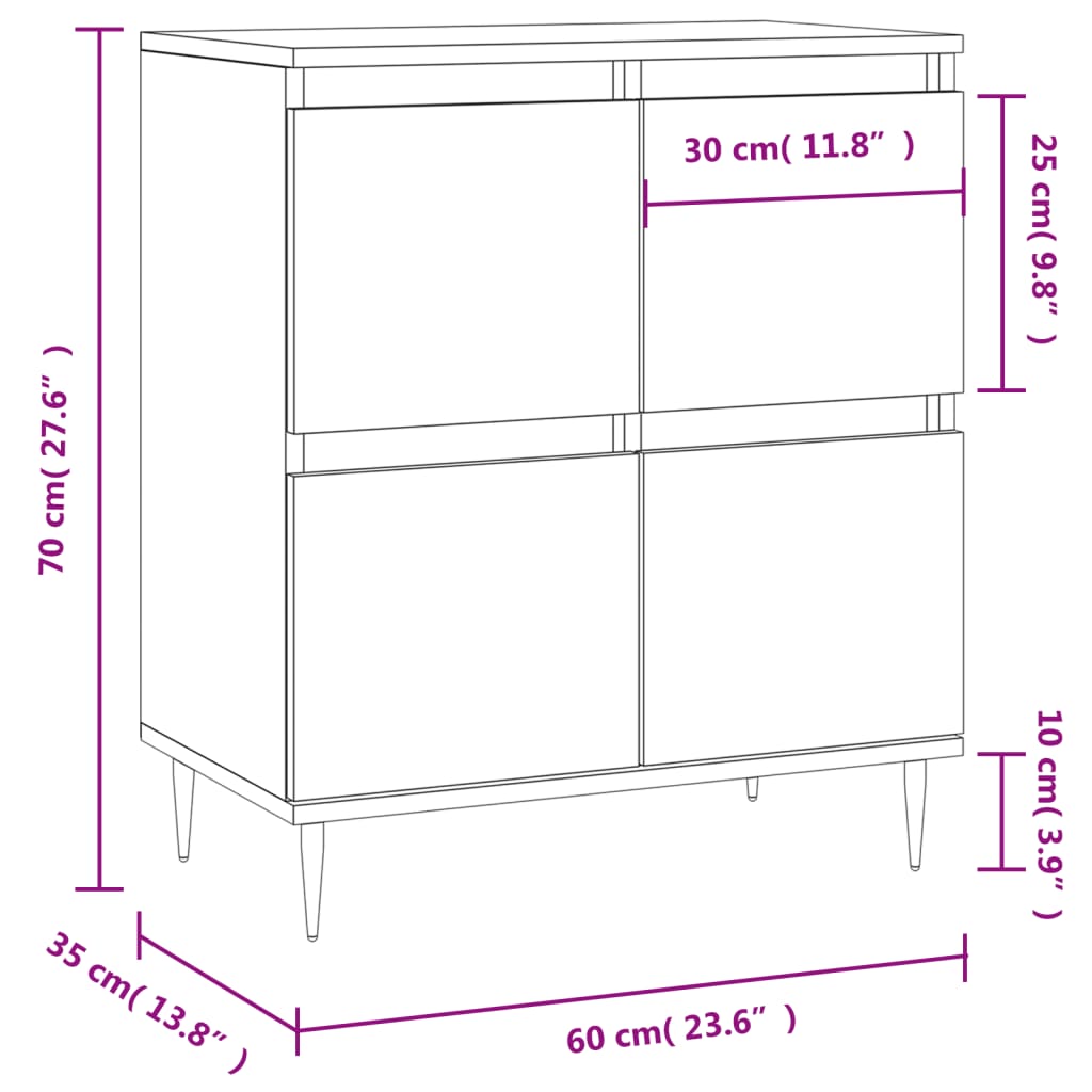 Sideboard Smoked Oak 60x35x70 cm Engineered Wood