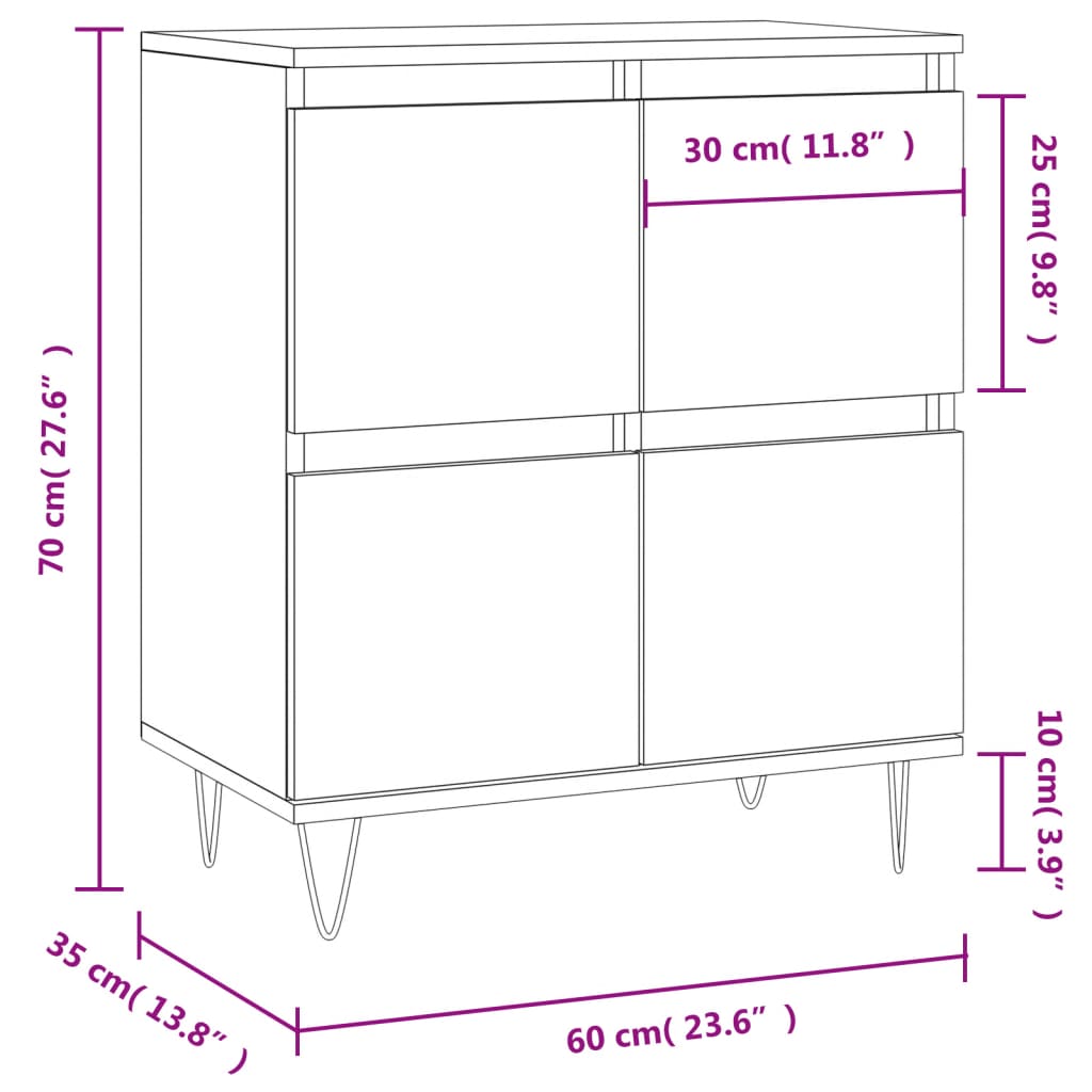 Sideboard Grey Sonoma 60x35x70 cm Engineered Wood
