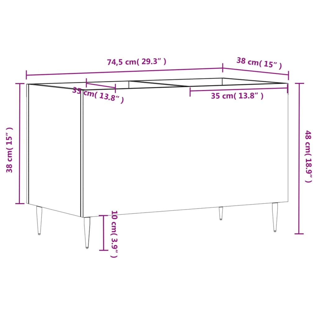 Record Cabinet Grey Sonoma 74,5x38x48 cm Engineered Wood