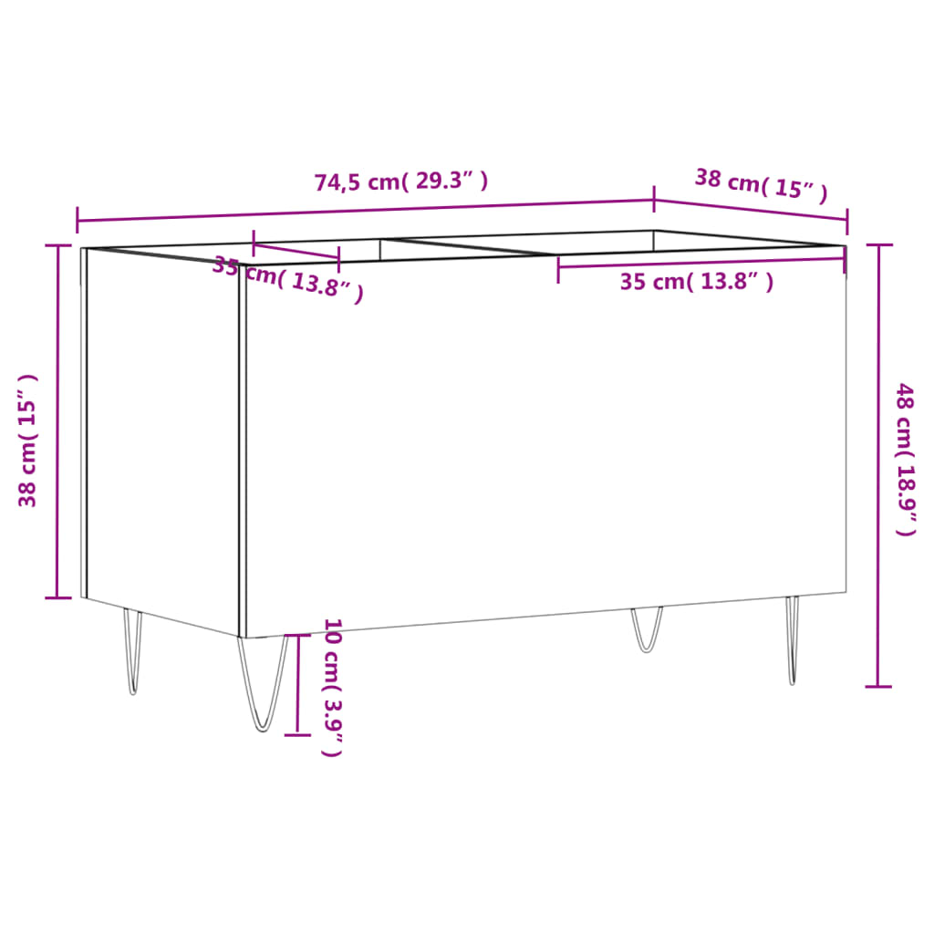 Record Cabinet Grey Sonoma 74,5x38x48 cm Engineered Wood