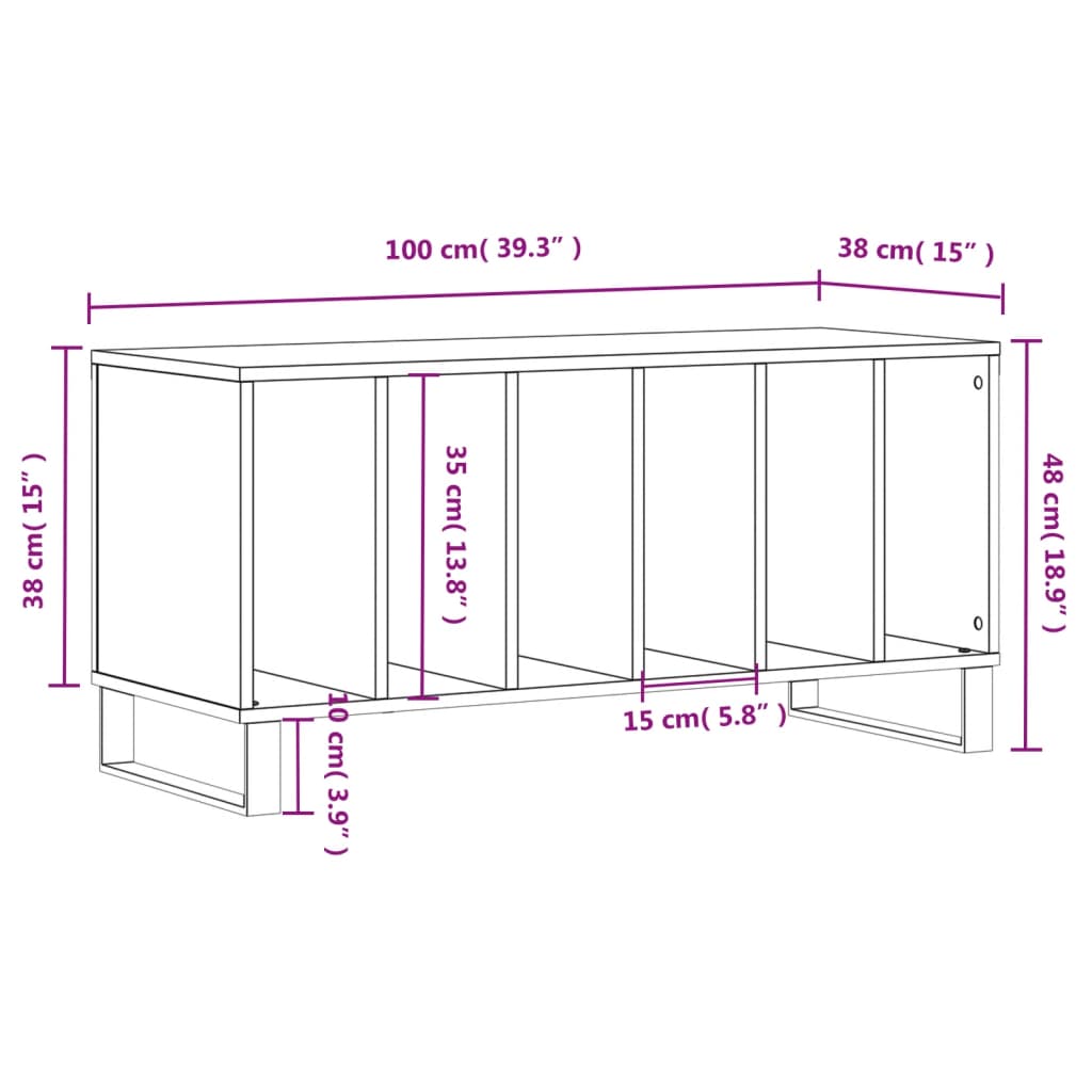 Record Cabinet Sonoma Oak 100x38x48 cm Engineered Wood