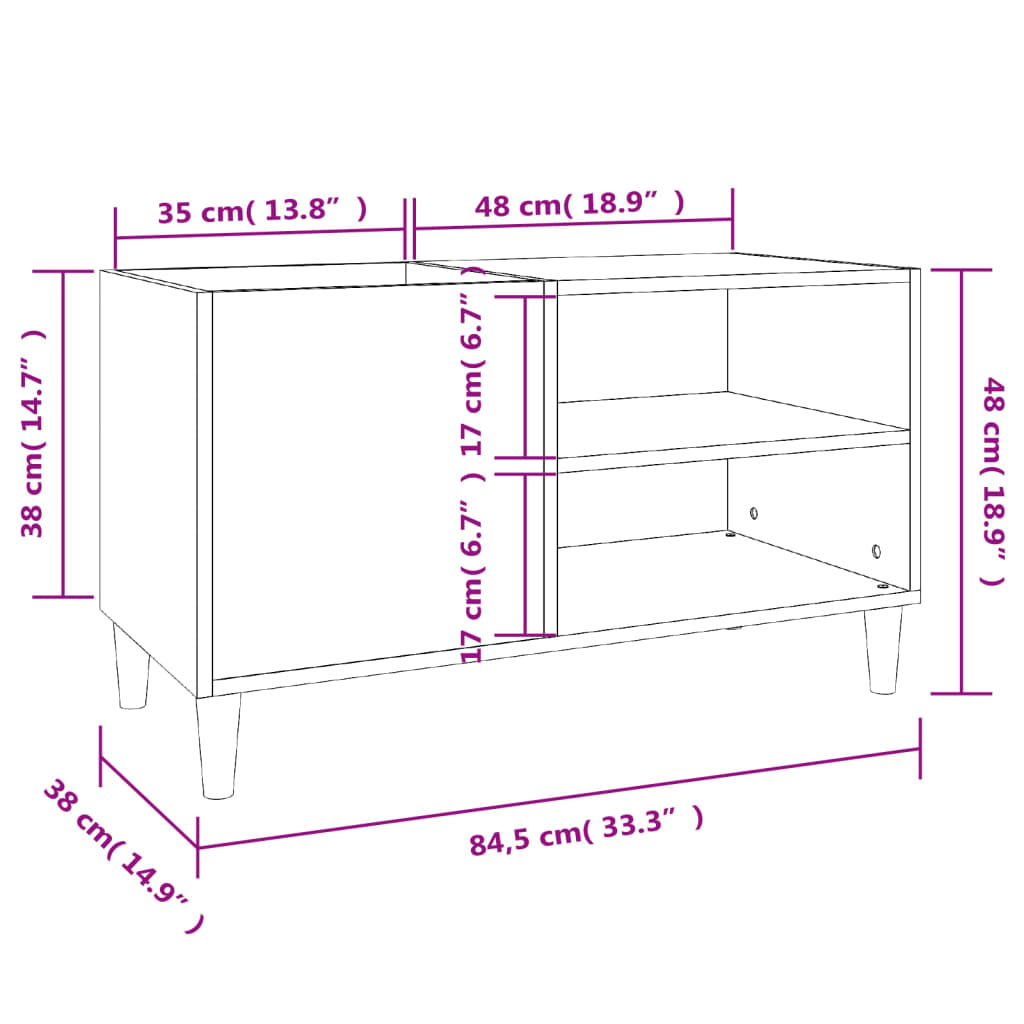 Record Cabinet Smoked Oak 84,5x38x48 cm Engineered Wood