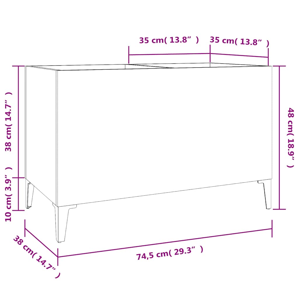 Record Cabinet Black 74,5x38x48 cm Engineered Wood