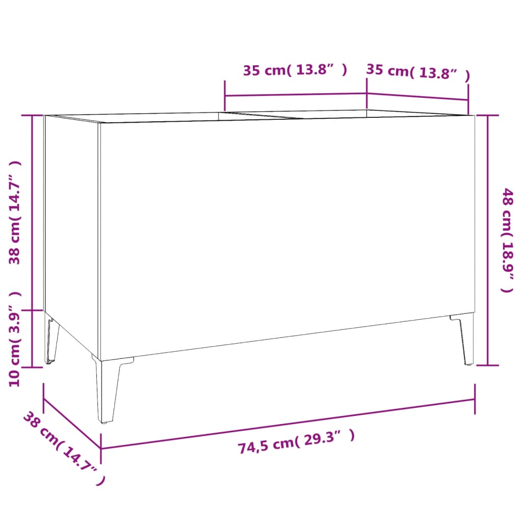 Record Cabinet Concrete Grey 74,5x38x48 cm Engineered Wood