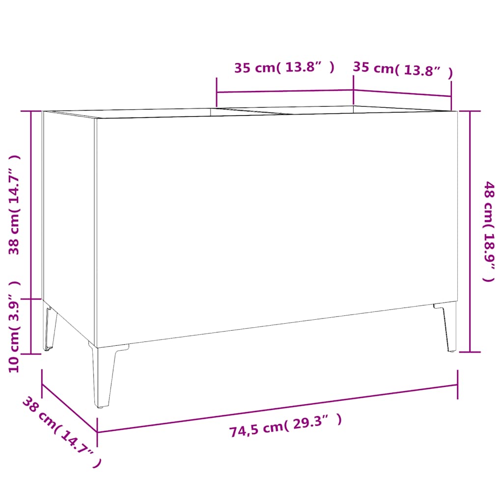 Record Cabinet Grey Sonoma 74,5x38x48 cm Engineered Wood