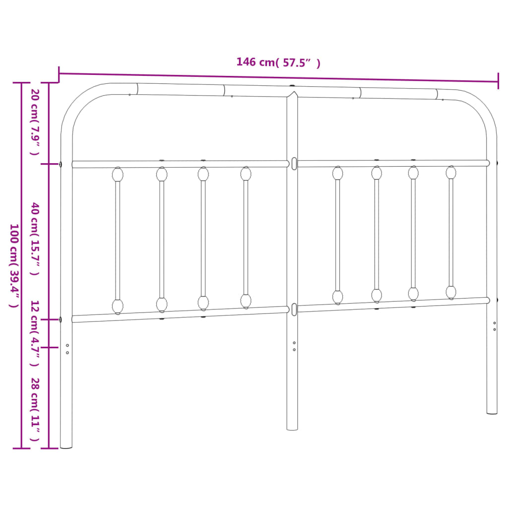 Metal Replace Headboard Black 140 cm