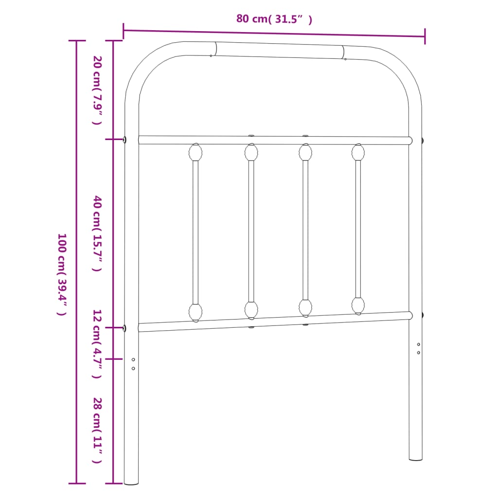Metal Replace Headboard White 75 cm