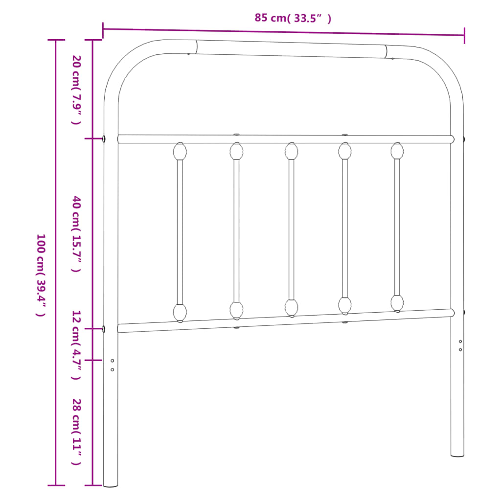 Metal Replace Headboard White 80 cm