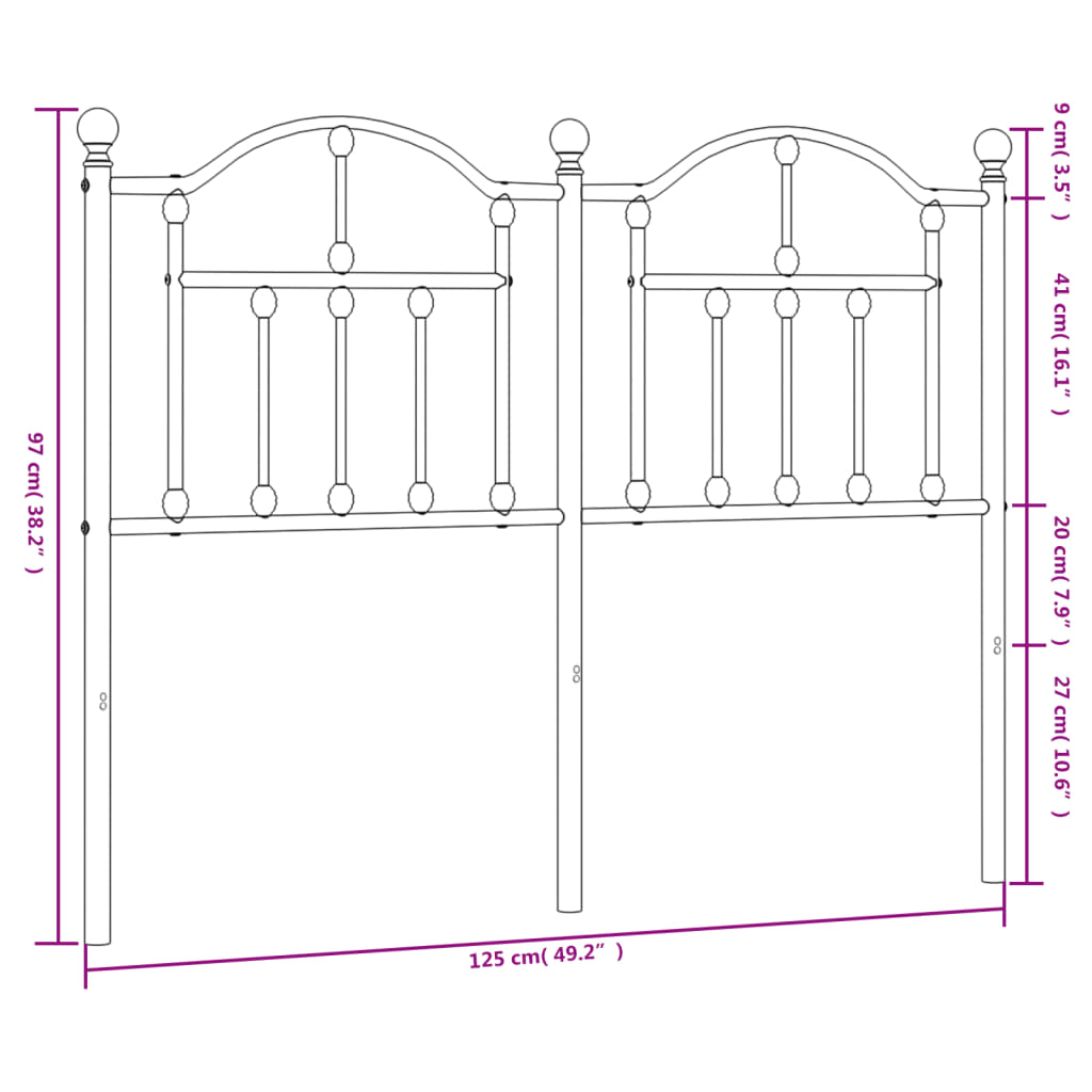 Metal Replace Headboard Black 120 cm