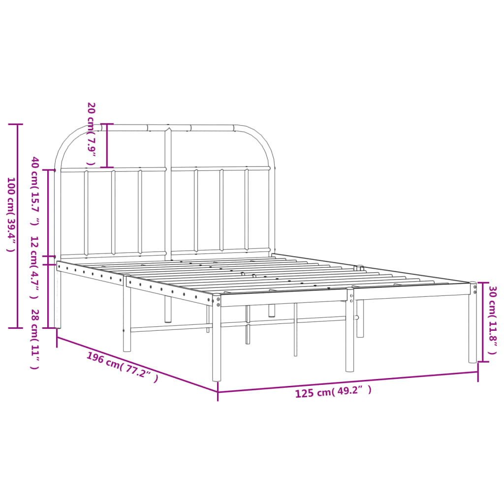 Bed Frame | Black | Steel | Small Double | Bed Frame | Rectangular