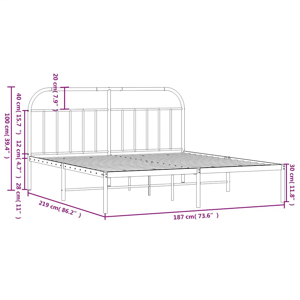 Bed Frame | Black | Powder-Coated Steel | Double | Bed Frame