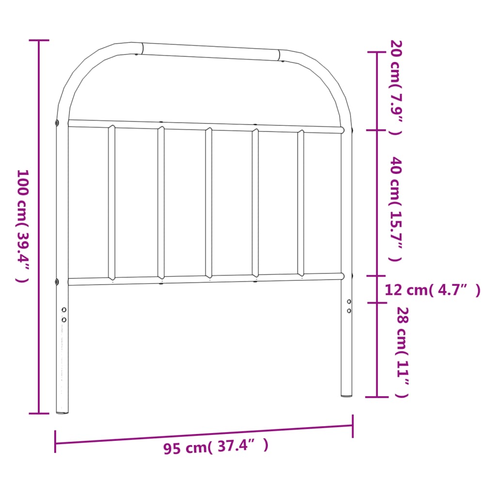 Metal Replace Headboard Black 90 cm