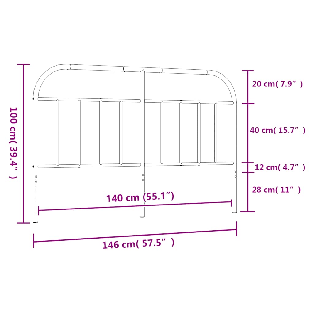 Metal Replace Headboard Black 140 cm
