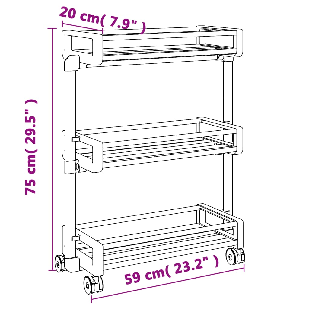Storage Trolley 59x20x75 cm Aluminium