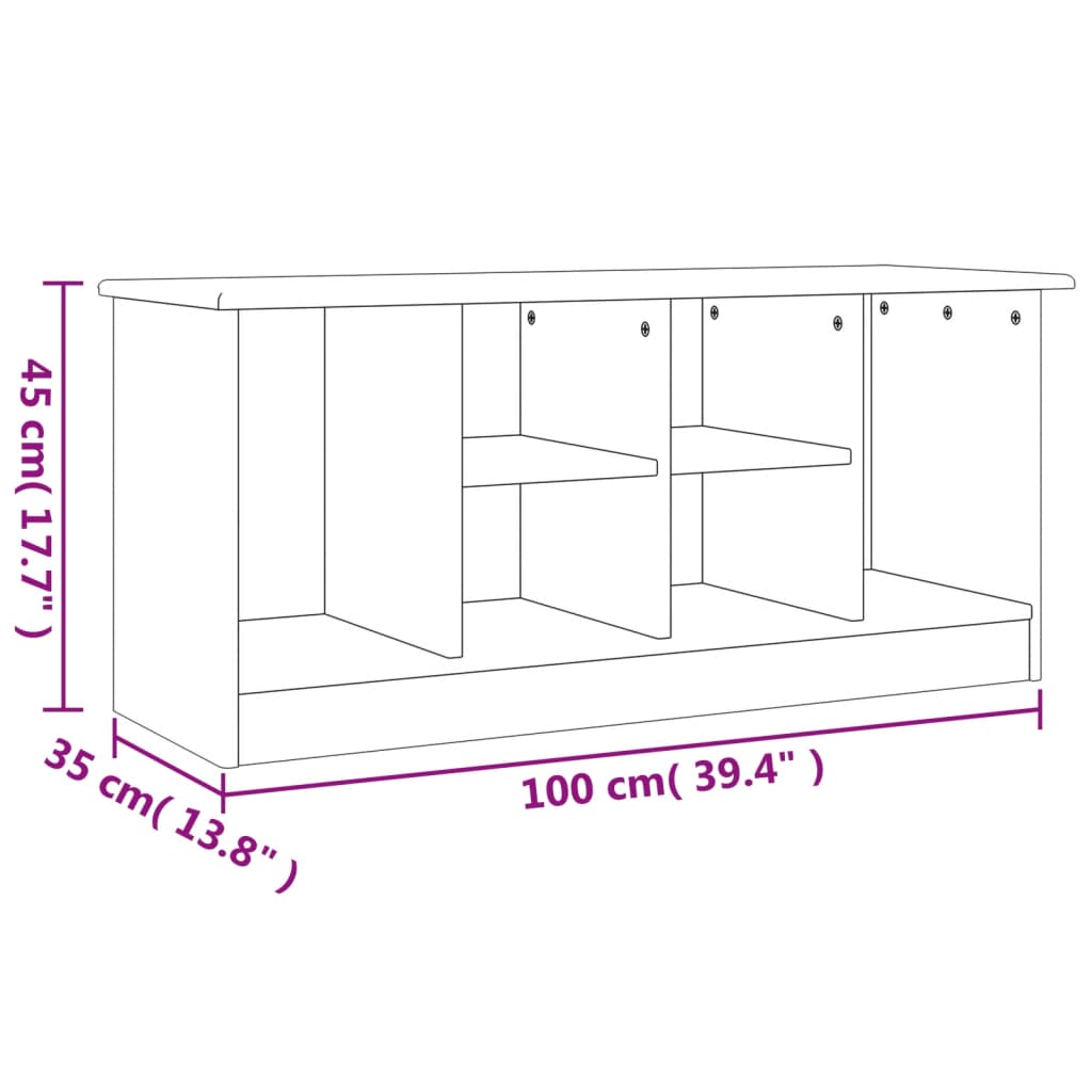 Shoe Bench "ALTA" White 100x35x45 cm Solid Wood Pine