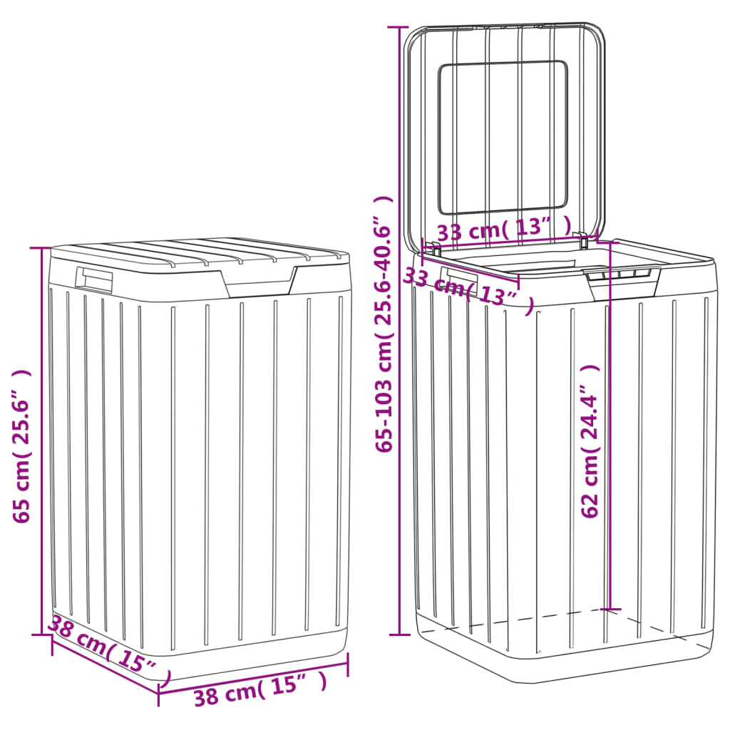 Outdoor Garbage Bin Grey 38x38x65 cm PP
