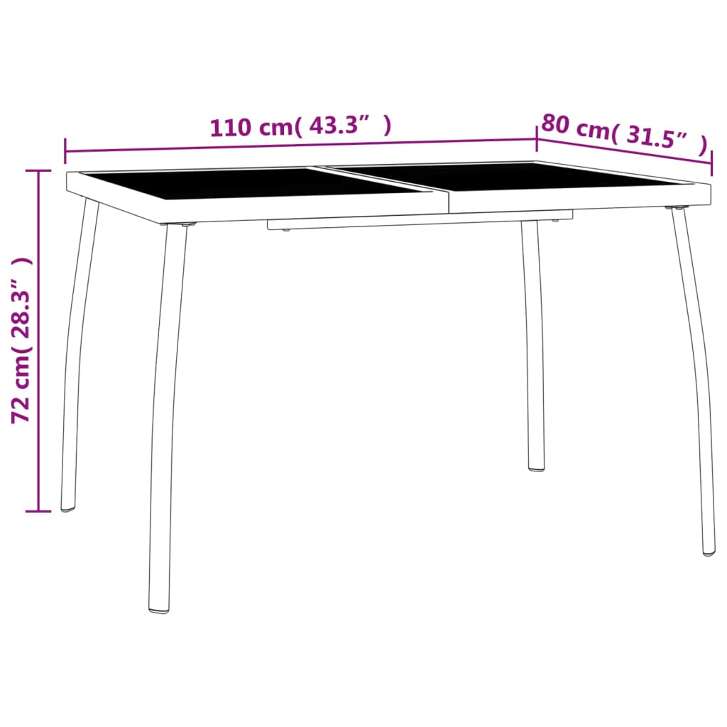 Garden Dining Set | Anthracite | Powder-Coated Steel | Medium | Stackable